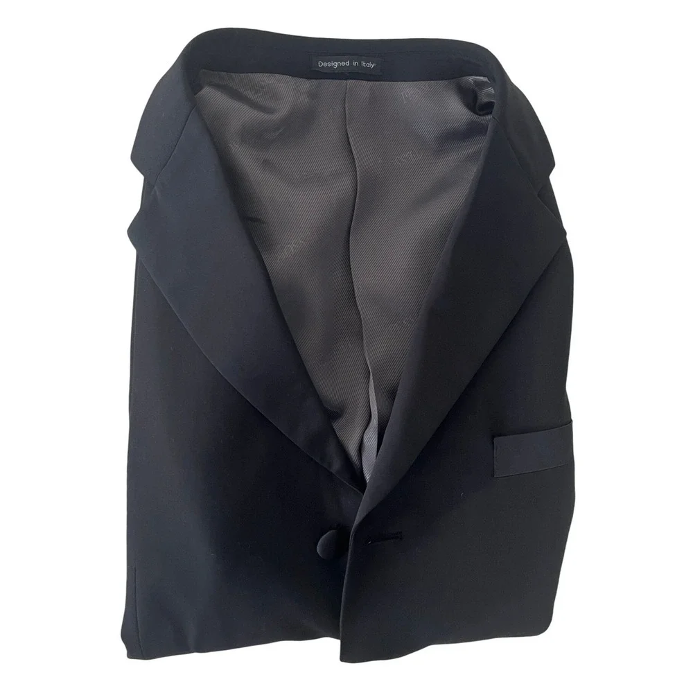 Tessori Uomo Mens 42S Black 100% Wool‎ Tuxedo Blazer Tailored In Italy Luxury
